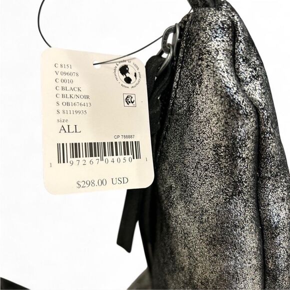 NWT Free People We The Free Sparta Sling Bag, Black Leather with Silver Shimmer - Picture 4 of 11